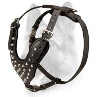 Pyramid Studded Leather Designer Padded Schutzhund Dog Harness Pyramid Studded Leather Designer Padded Schutzhund Dog Harness