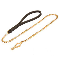 Chain dog leash with leather handle Chain dog leash with leather handle