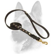 Studded leather dog leash for tracking and walking - k9 dog lead Studded leather dog leash for tracking and walking - k9 dog lead