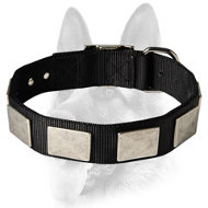 Brand Nylon Collar for Working Dog Breeds - Fancy Collar with Massive Plates Brand Nylon Collar for Working Dog Breeds - Fancy Collar with Massive Plates