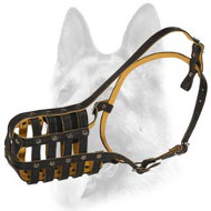Light Weight Leather Basket Dog Muzzle for Obedience Training Light Weight Leather Basket Dog Muzzle for Obedience Training