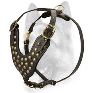 Fashion Studded Leather Schutzhund All-Breed Dog Harness Fashion Studded Leather Schutzhund All-Breed Dog Harness