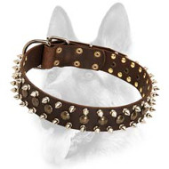 3 Rows Leather Spiked and Studded Dog Collar 3 Rows Leather Spiked and Studded Dog Collar