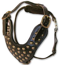 Fashion Studded Leather Schutzhund Harness-All-Breed Dog Harness Fashion Studded Leather Schutzhund Harness-All-Breed Dog Harness