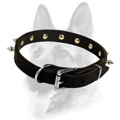 Custom made leather dog collar is constructed of  superior materials