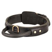 2 ply leather agitation dog collar with handle