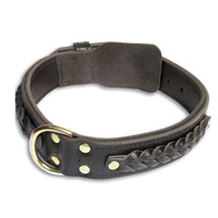 Center D-Ring Leather Collar for working dogs
