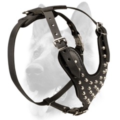 Unique heavy-duty leather dog harness