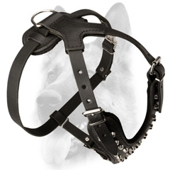 Exclusive super comfy studded leathern dog harness