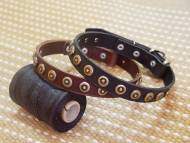 Puppy Collar-Gorgeous Wide Leather Dog Collar With Doted Circles Puppy Collar-Gorgeous Wide Leather Dog Collar With Doted Circles