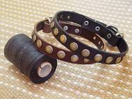 Puppy small dog collar- Leather Special Dog Collar With Circles Puppy small dog collar- Leather Special Dog Collar With Circles