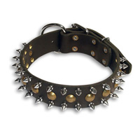 3 Rows Leather Spiked and Studded Dog Collar