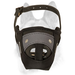 Dog muzzle made of nylon and leather offers extreme durability