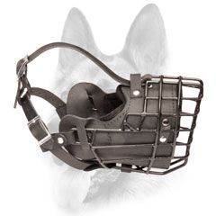 Schutzhund dog muzzle metal rubber covered basket for winter