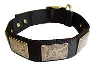 Nylon Dog Collar For Large and Medium Breeds With Vintage Plates Nylon Dog Collar For Large and Medium Breeds With Vintage Plates
