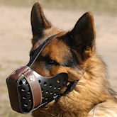 schutzhund dog muzzles, leather dog muzzle, agitation muzzle , wire basket dog muzzles, k dog muzzles, police muzzle