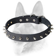Medium Leather Dog Collar with 1 Row of Centered Spikes Medium Leather Dog Collar with 1 Row of Centered Spikes