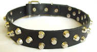 Small pyramids/studs 3 rows leather dog collar - c37 Small pyramids/studs 3 rows leather dog collar - c37