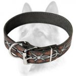 Barbed Wire Painted Leather Collar for Working Dog Breeds