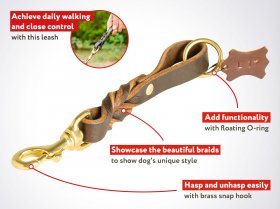 Short Leather Pull Tab Dog Leash