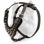 Pyramid Studded Leather Designer Padded Schutzhund Dog Harness