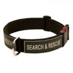 All Weather Nylon Dog Collar With Patches-SAR Handmade Schutzhund Collar