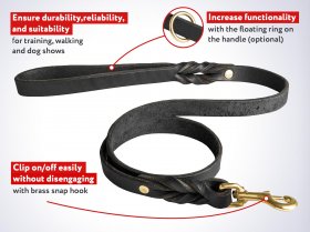 Handcrafted leather dog leash for walking and tracking