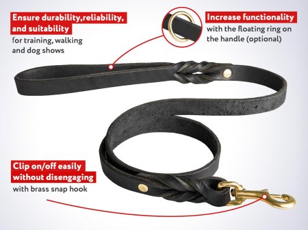 Handcrafted leather dog leash for walking and tracking