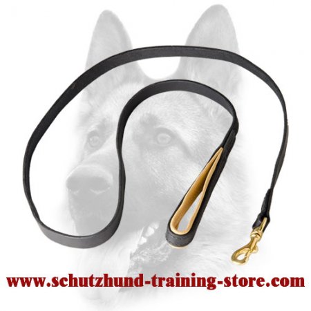Schutzhund Leather Dog Leash with Comfortable Padded Handle