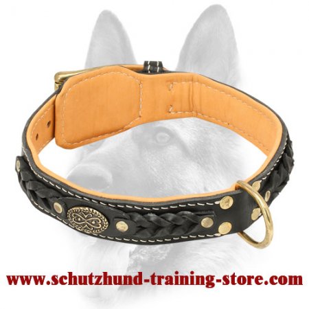 Royal Leather Dog Collar Padded with Soft Nappa Leather for Schutzhund Training