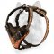 Handicraft Leather Dog Harness-Fire Flames Painted Schutzhund Harness