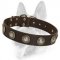 Luxury Leather Dog Collar with Designer Silver Conchos