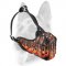 Fire Flames Painted Leather Dog Muzzle for Attack/Agitation Training