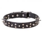 Leather Dog Collar with Chrome Plated Hardware