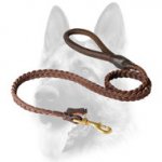 Remarkable Braided Leather Dog Lead with Round Handle