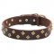 Outstanding Quality Genuine Leather Dog Collar with Brass Pyramids