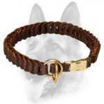 Braided Leather Dog Choke Collar for Schutzhund Training
