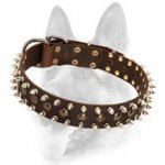 3 Rows Leather Spiked and Studded Dog Collar