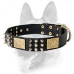 Exclusive Leather Dog Collar with 3 Elements of Decor