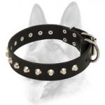 "Daily Elegance" Leather Dog Collar with Steel Pyramids