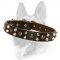 Custom 3 Rows Leather Dog Collar With Studs & Pyramids
