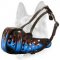 Beautiful Blue Flames Painted Leather Dog Muzzle for Schutzhund Dog Breeds