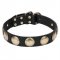 'Hip and Edgy' Leather Dog Collar with Brass Circles