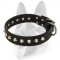 "Daily Elegance" Leather Dog Collar with Steel Pyramids