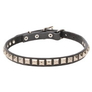 'King Studs' Leather Dog Collar with Chrome Plated Adornments