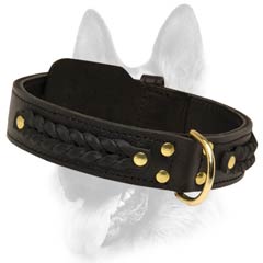 Braided leather dog collar