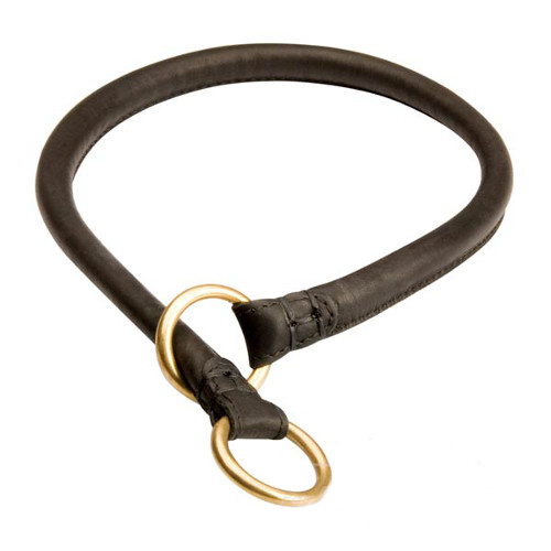 Strong genuine leather choke collar