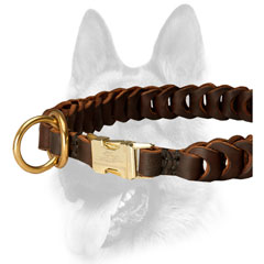 Brass easy quick release buckle fixed in braided leather