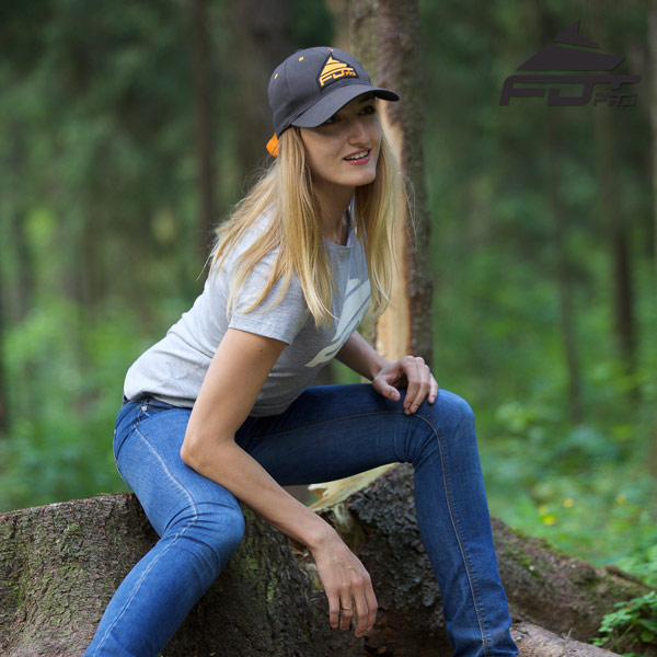 FDT Professional Brand Orange Logo on Snapback Cap of Dark Grey
