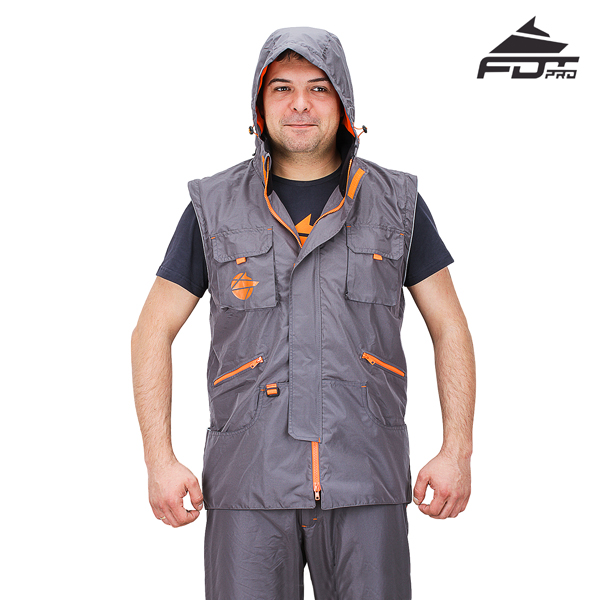 Dog Training Jacket Grey Color Pro Design with Comfy Hood